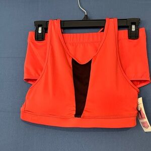 Zone Pro Coral Red Bikini Top with Black Center Panel